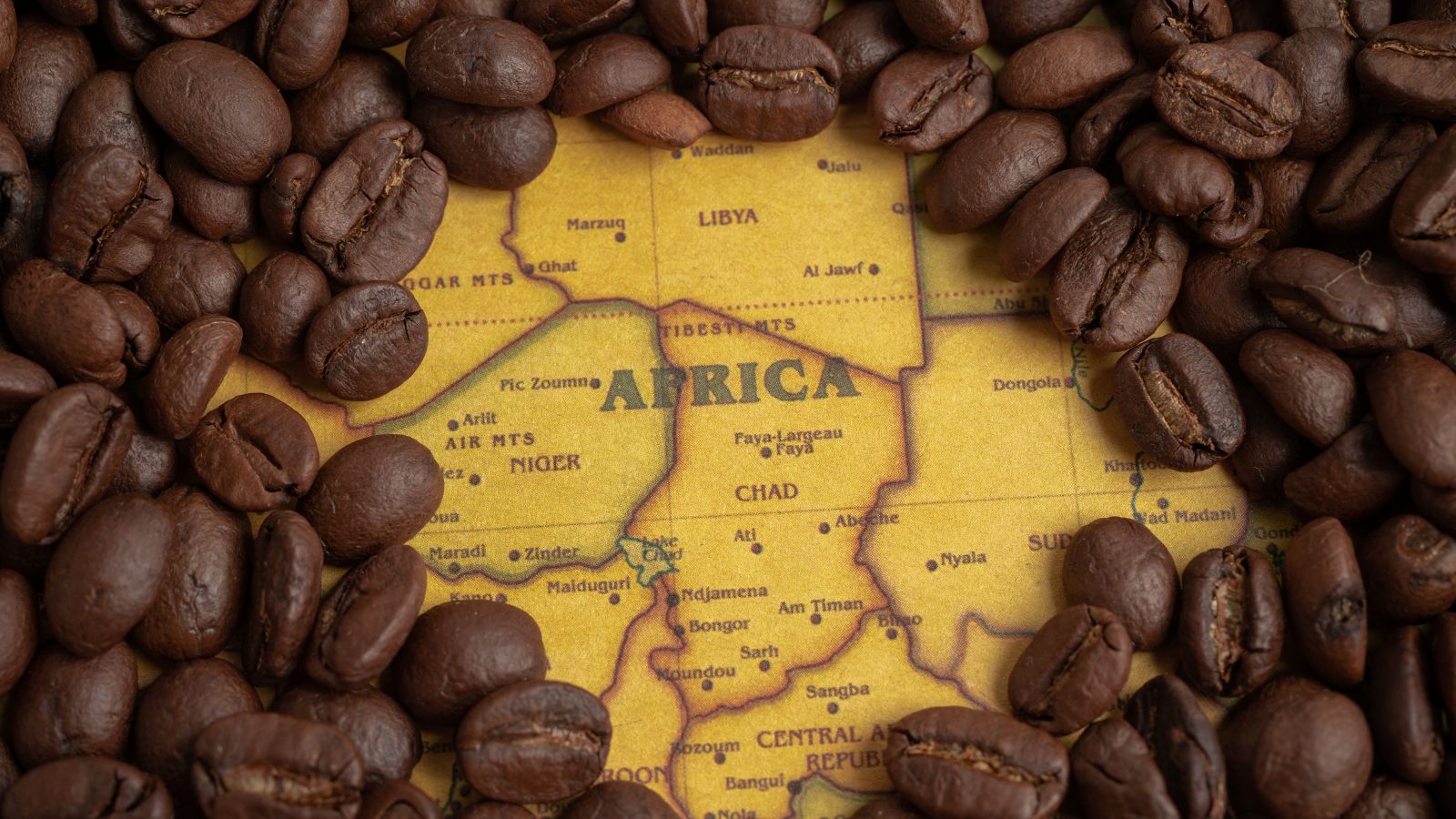 bản đồ cà phê khu vực châu phi, cội nguồn của cà phê