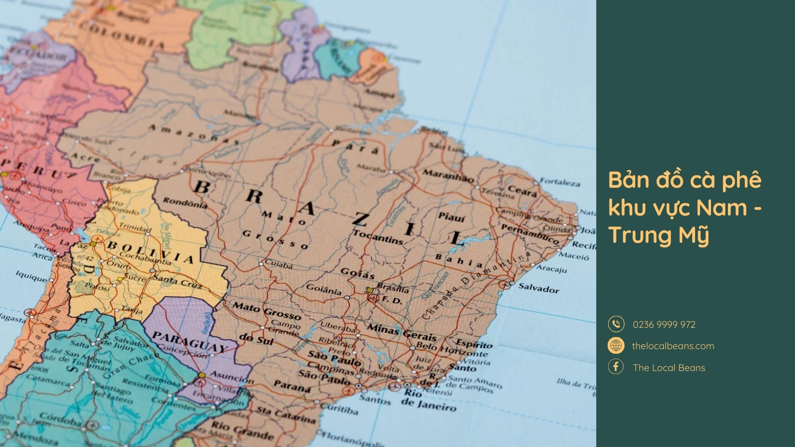 minh hoạ một phần bản đồ cà phê khu vực Nam Trung Mỹ