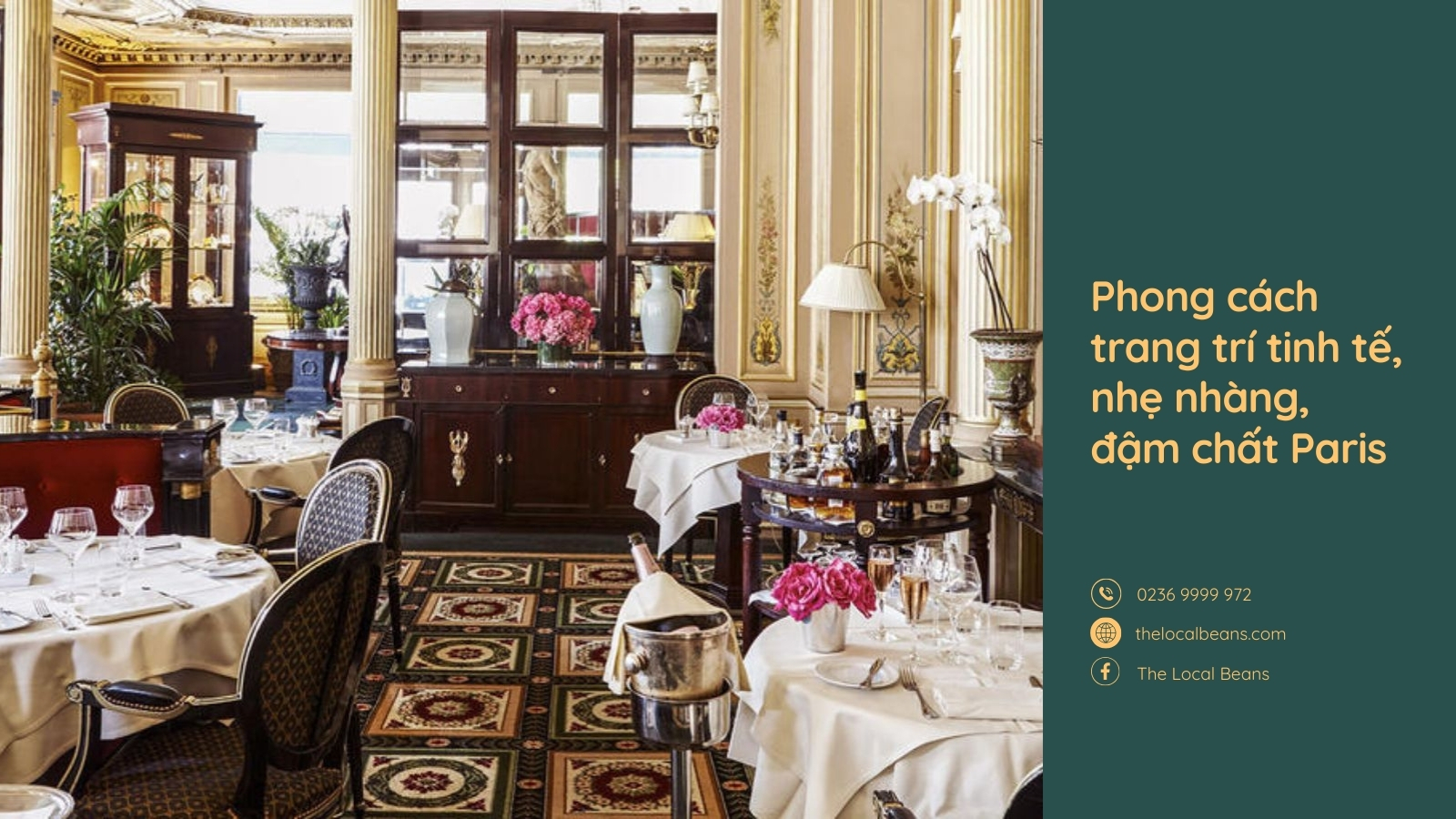 các bàn tròn trong quán cà phê mang phong cách Paris