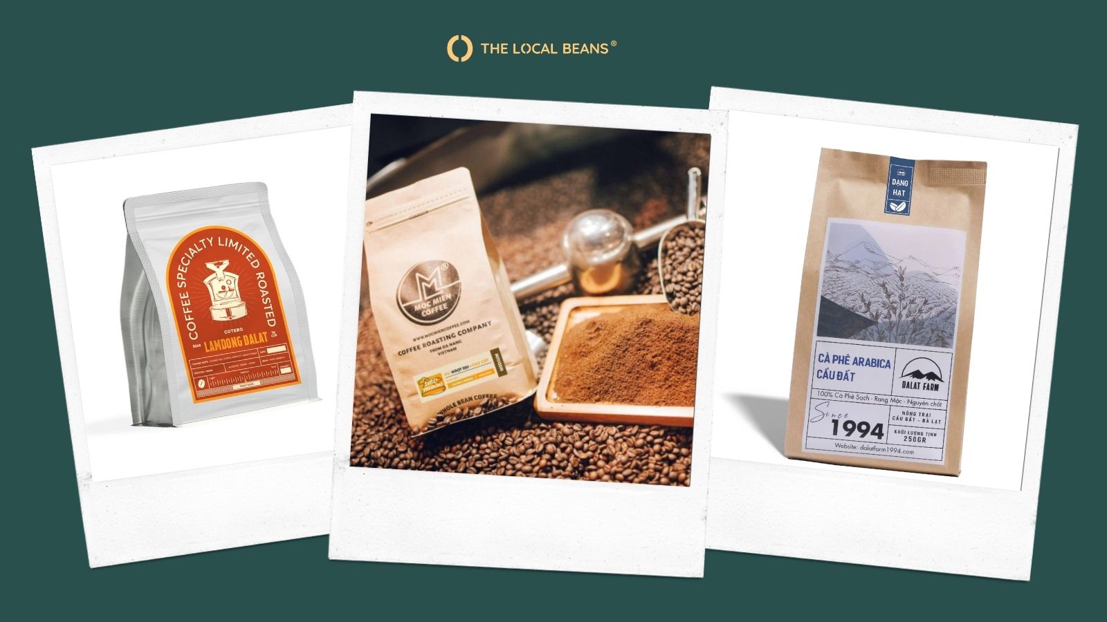 Gói cà phê hạt Arabica Cầu Đất tại Cotero, Mộc Miên và Dalatfarm